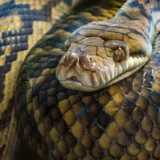 ular dengan pola warna hijau coklat